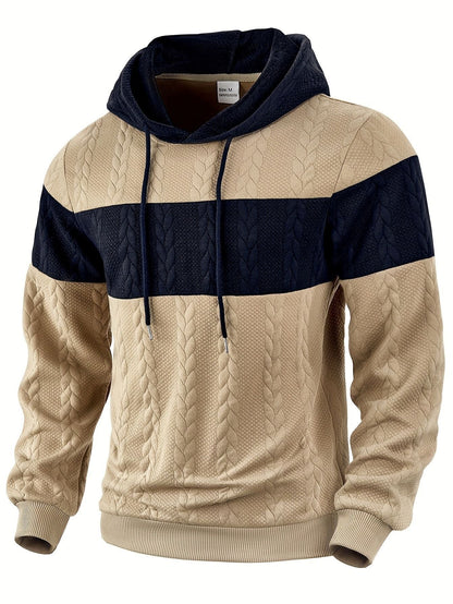 Mens Color-Block Loose-Fit Jacquard Sweatshirt