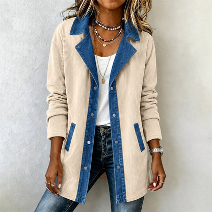 New Womens Long-sleeved Denim Patchwork Jacket