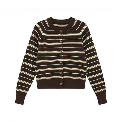 Womens Elegant Contrasting-Color Striped Sweater