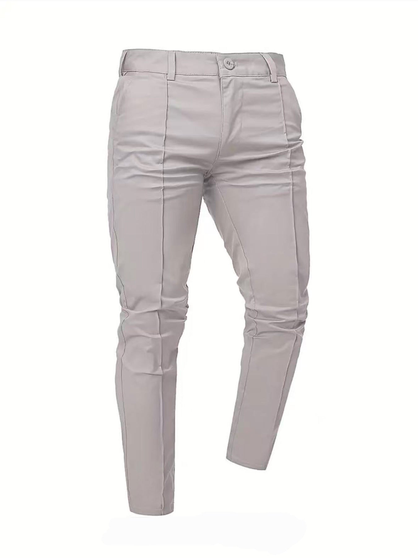 Mens Slim-fit Casual Pants Solid Color