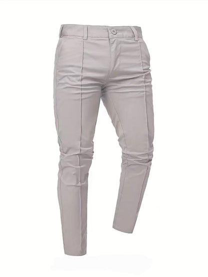 Mens Slim-fit Casual Pants Solid Color