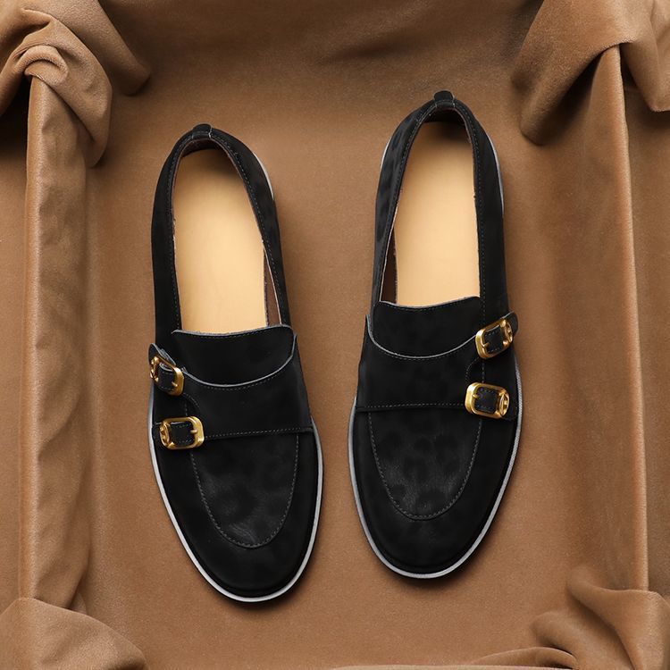 Women's Shallow Vamp Loafer Leather Shoes, Slip-on, 2025 Spring New Arrival, British Style Leopard Print Flat French Pumps
