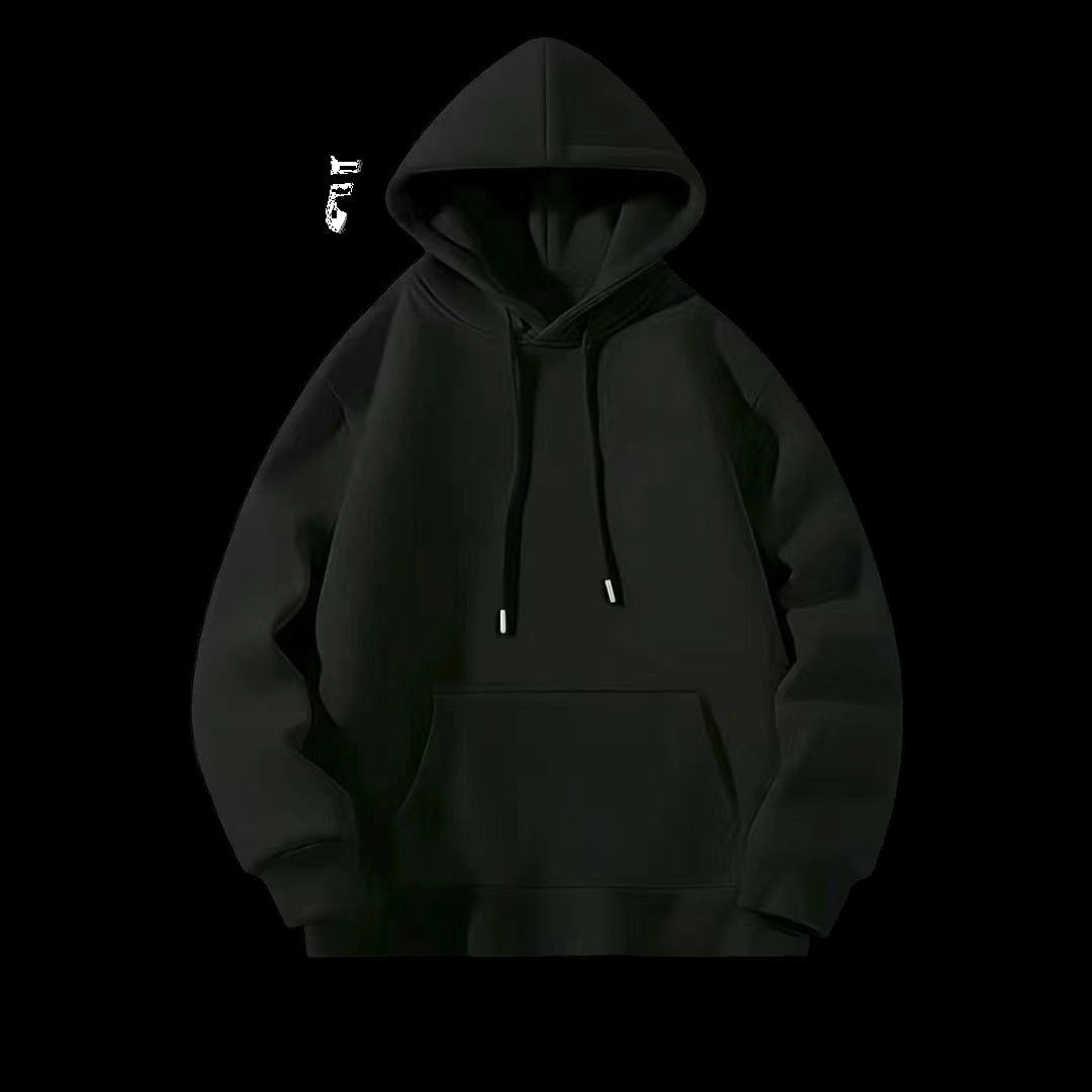 2026 New Black And White Hooded Sweatshirt, Simple Solid Color Basic Men's Loose All-Match Casual Sweatshirt