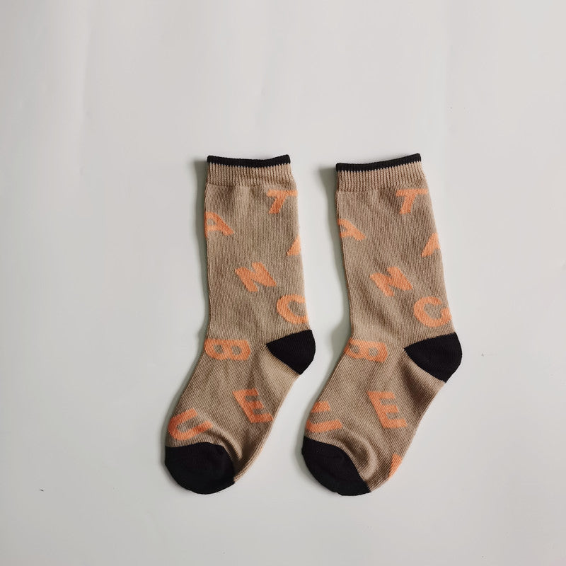 Leopard-print Plaid Coffee-colored Childrens Socks