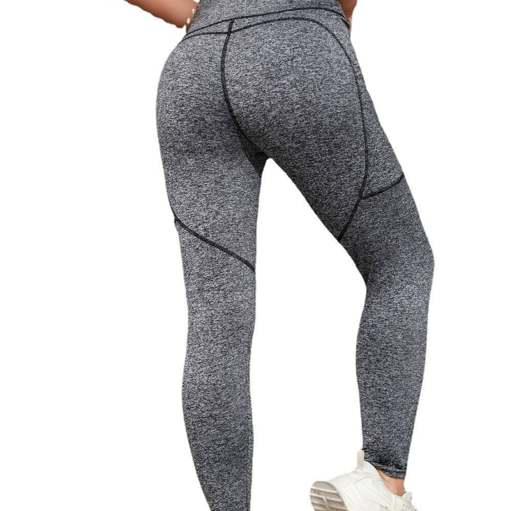 New European And American Style Cross-Border Pocket Butt-Lifting Fitness Leggings, Peach Butt Yoga Pants, High-Waisted Naked-Feel Sports Tights