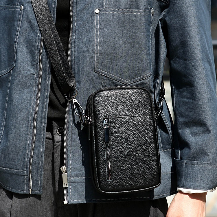 Men's First Layer Leather One-shoulder Crossbody Bag