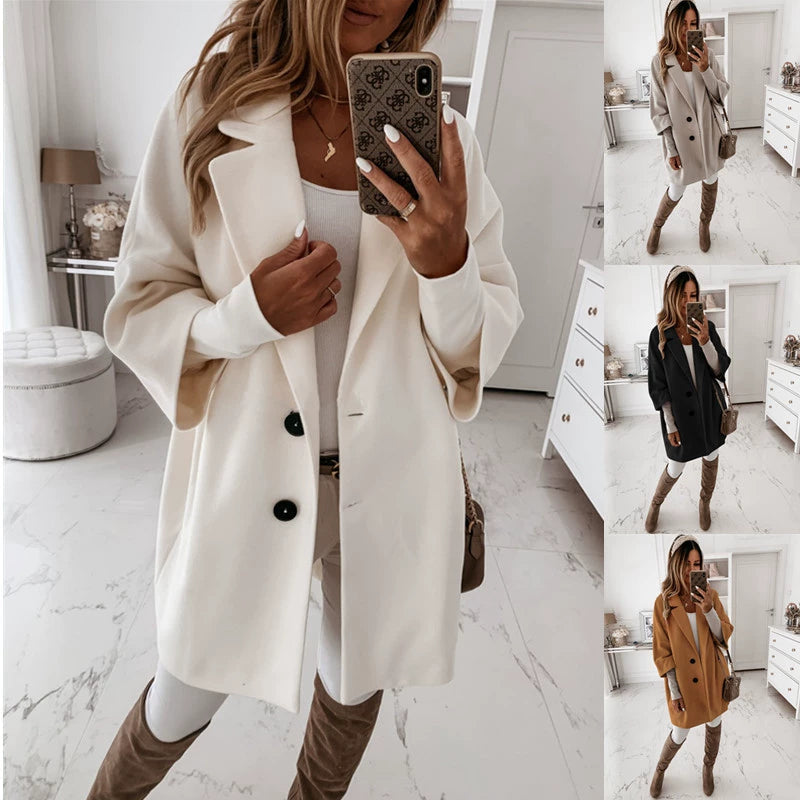 Winter Fashion Lapel Pocket Jacket For Women