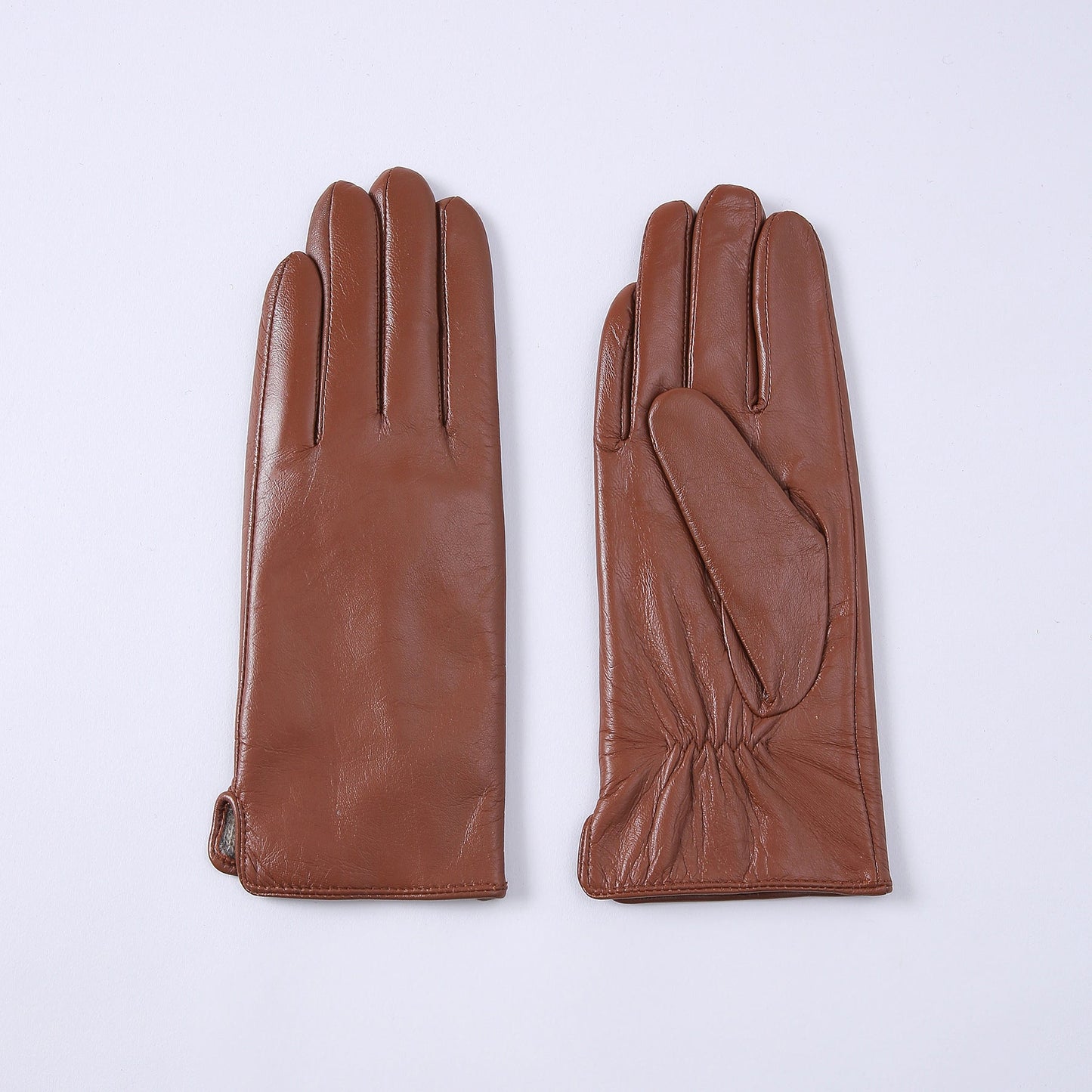 Womens Solid-Color Fleece-Lined Thermal Leather Gloves