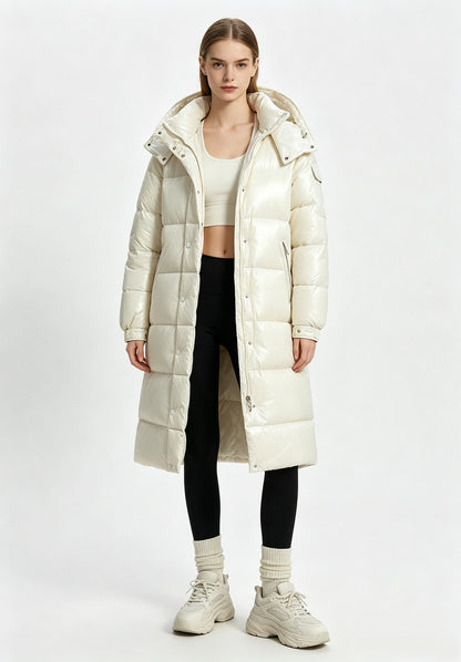 Long Hooded Padded Over-the-knee Cotton Coat