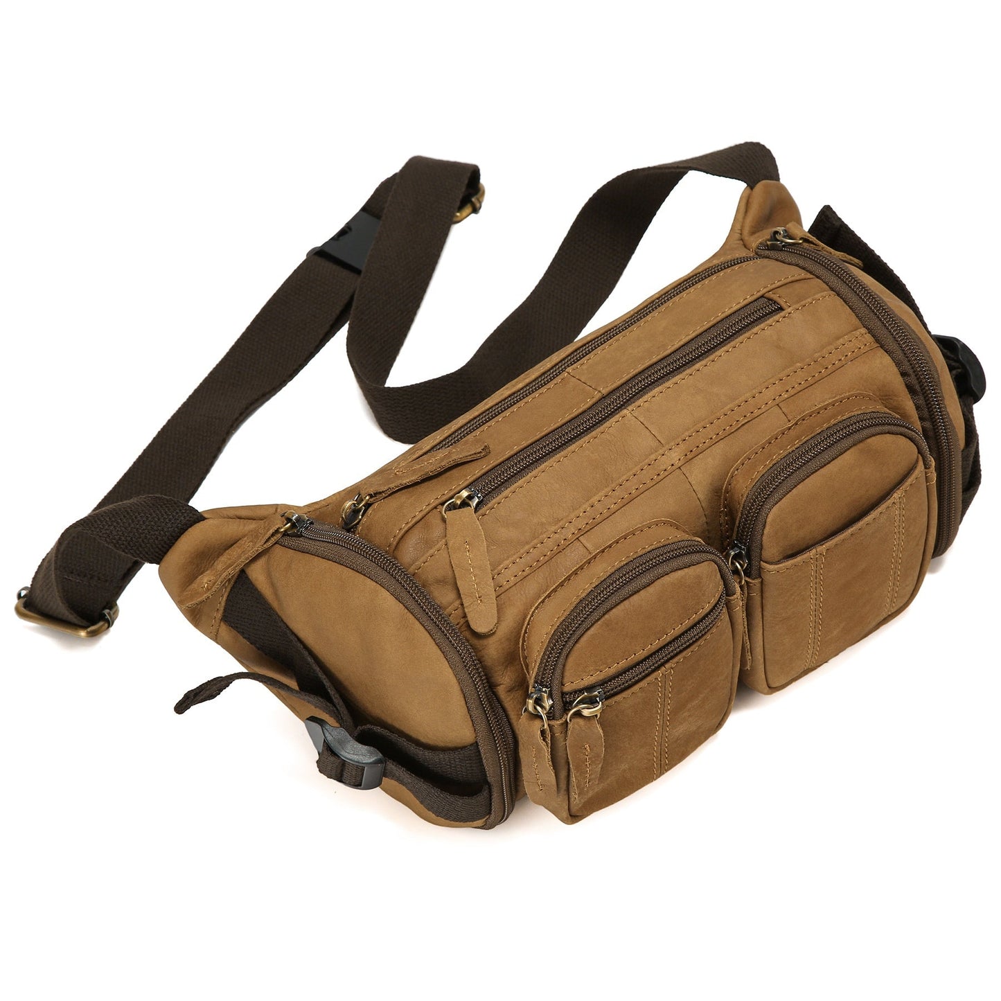 Hot-Selling New Style Frosted Leather Chest Bag, Multi-Functional Casual Crossbody Bag, Genuine Leather Bag, Large Capacity Waist Bag, Tool Bag