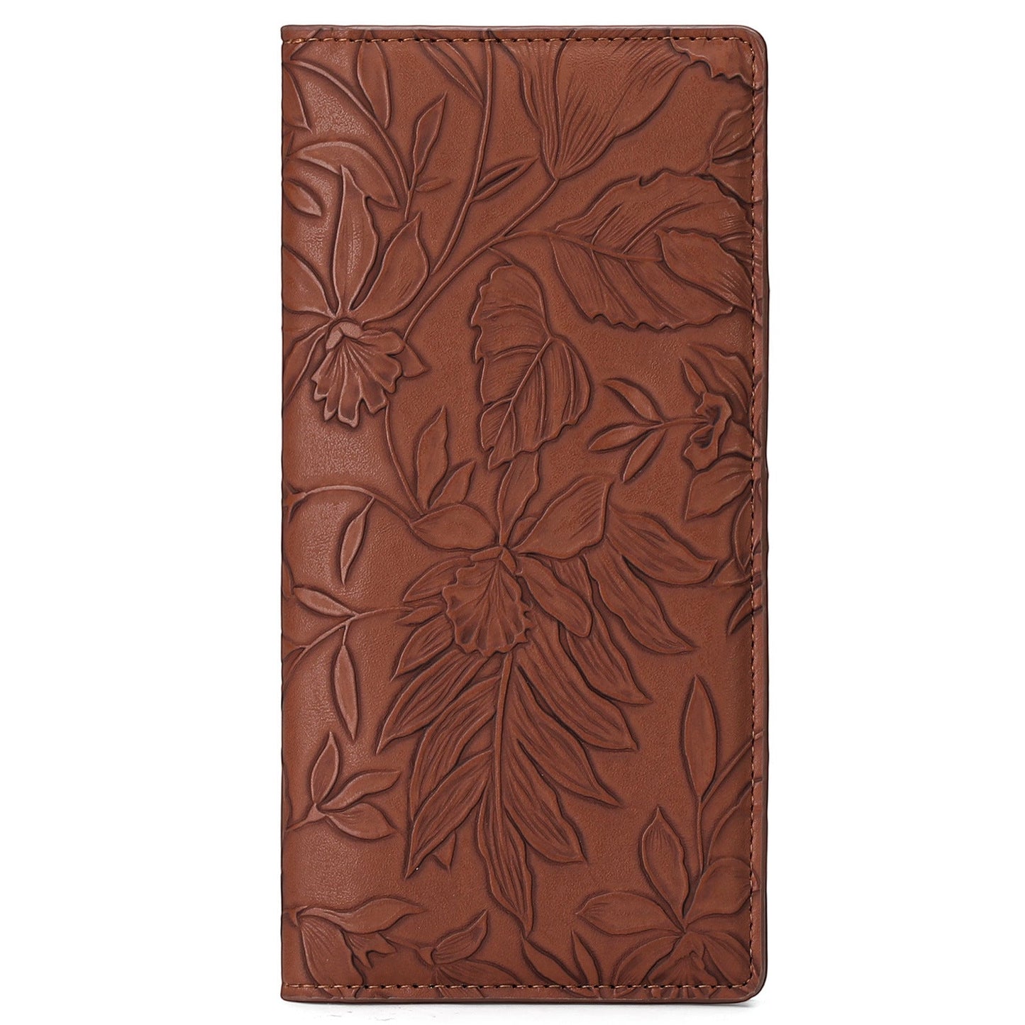 Floral Carved Womens Long Wallet With Embossed Pattern