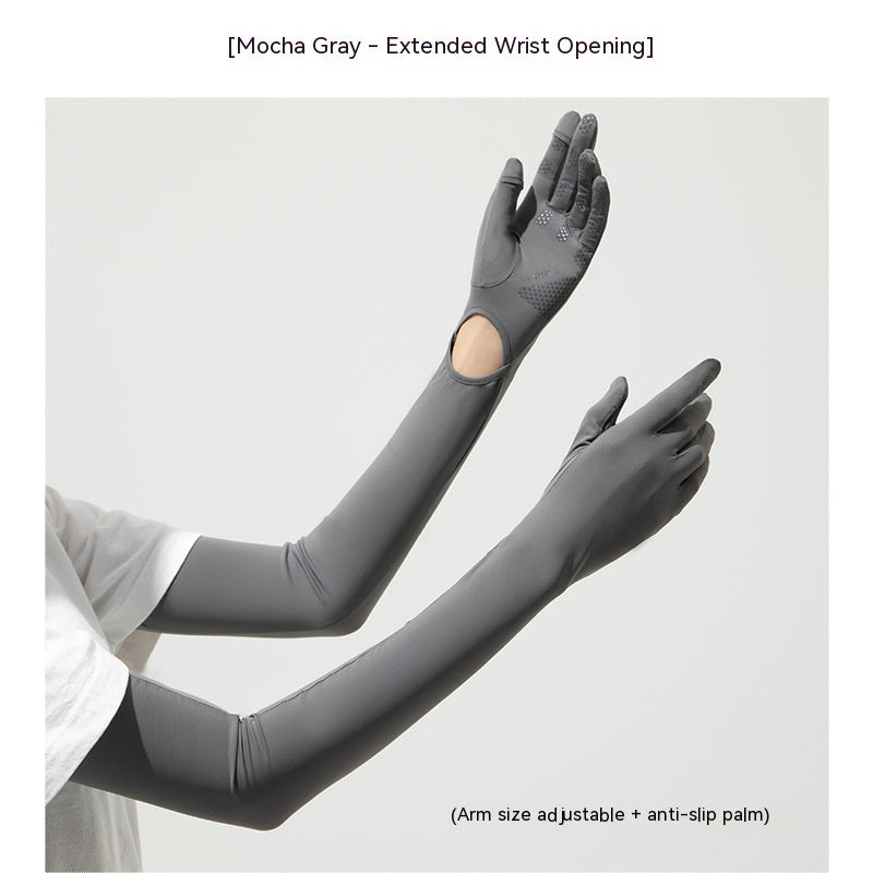 Nylon Ice Silk Long Sun Protection Gloves