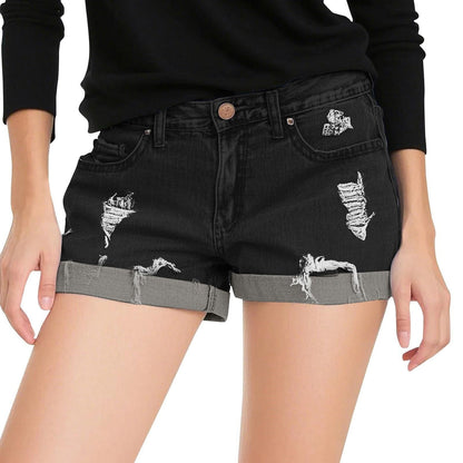 American-style Fringed Denim Shorts Figure-flattering Short Pants