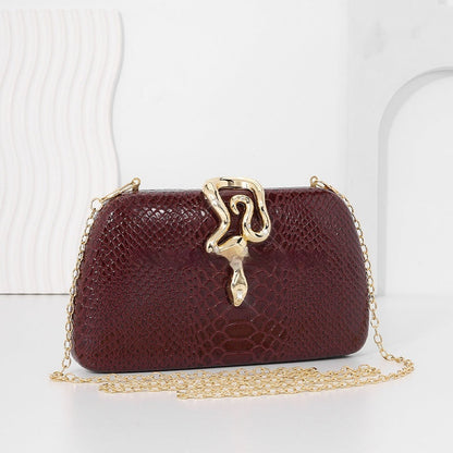 Womens Stylish Snake-Print Evening Tote With A Sophisticated European-American Flair