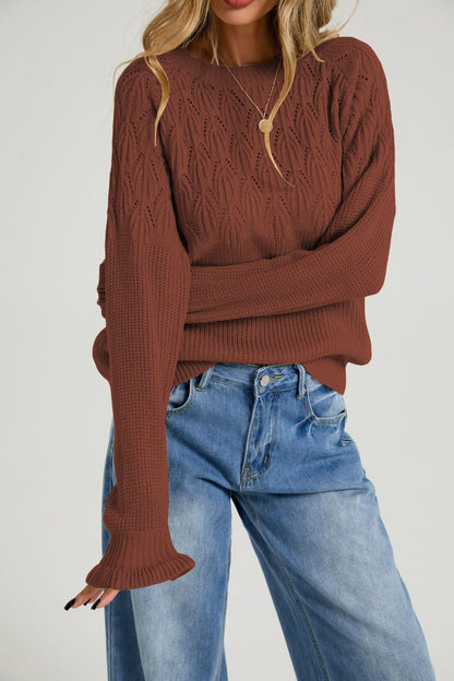 Womens Versatile Fashionable Crew-neck Sweater