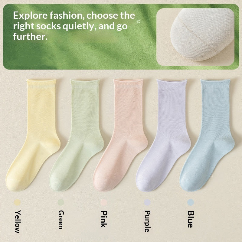 Springsummer Mid-calf Socks For Women Made Of Silk