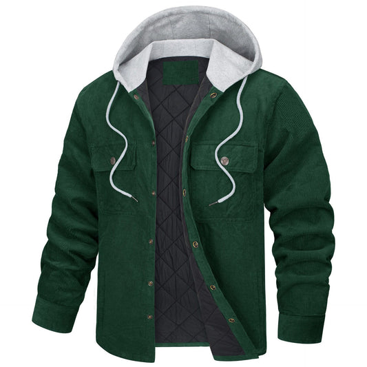 Corduroy Hooded Long Sleeve Cotton