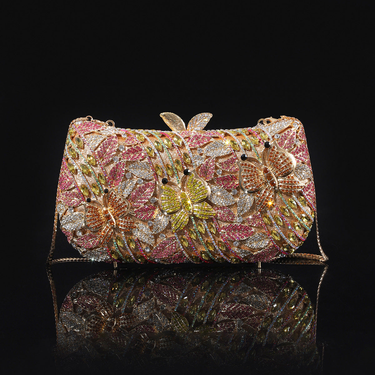 High-end Luxurious Heavy-Embroidered Shiny Champagne Bottle Rhinestone Evening Bag