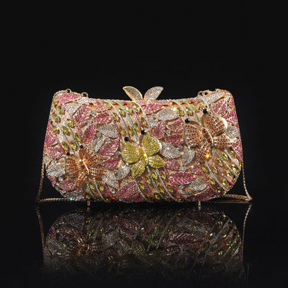 High-end Luxurious Heavy-Embroidered Shiny Champagne Bottle Rhinestone Evening Bag