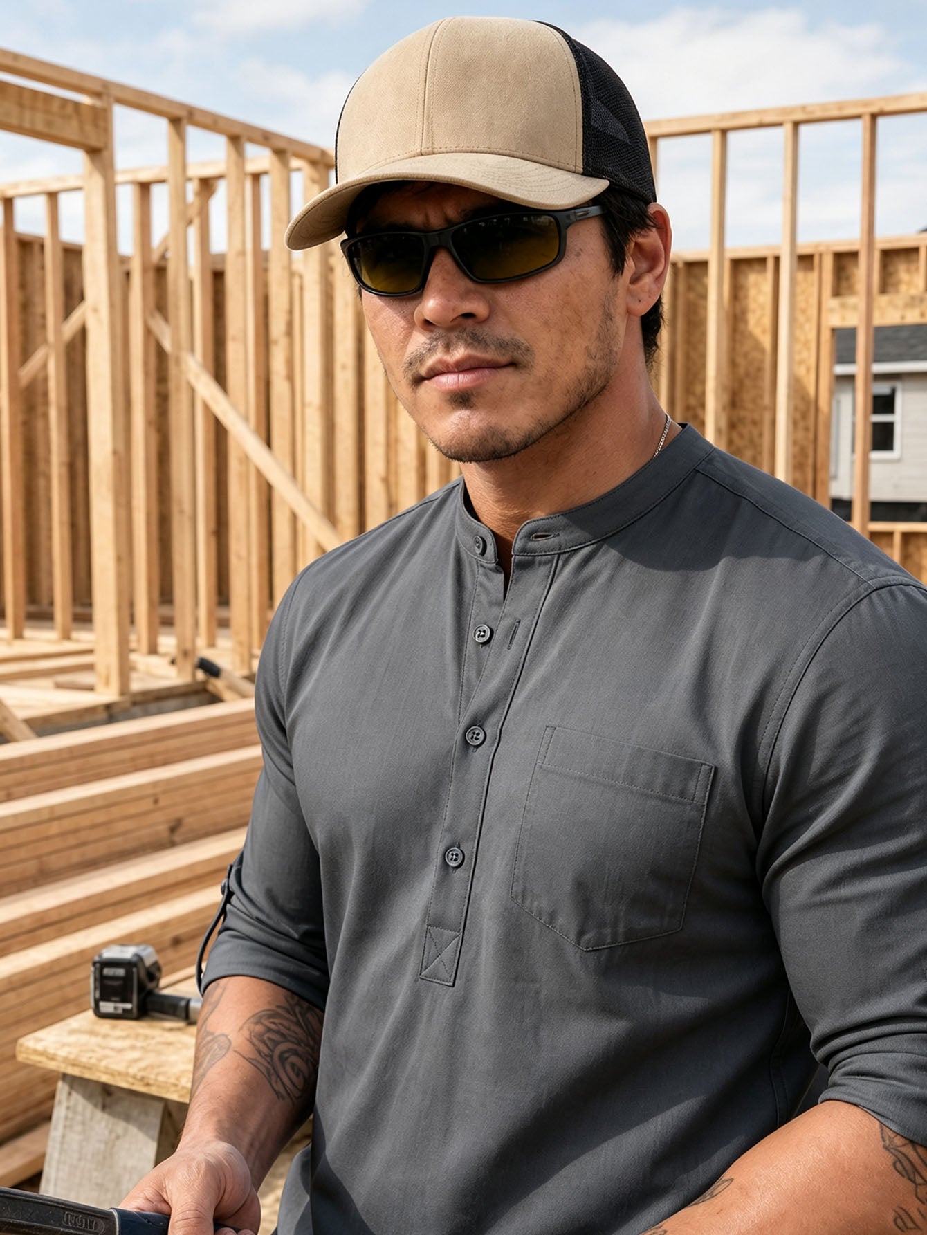 Tough Cotton Mid-Sleeve Work Shirt  Rugged, Breathable & Job-Site Ready