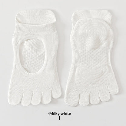 SpringSummer Womens Toe Yoga Socks With Cutout Heels And Backless Design