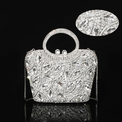 High-end Luxurious Heavy-Embroidered Shiny Champagne Bottle Rhinestone Evening Bag