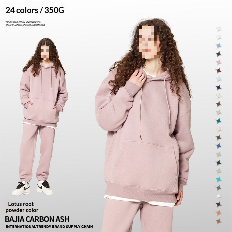 Solid-color Fleece-lined Hoodie For Teens Mens Style