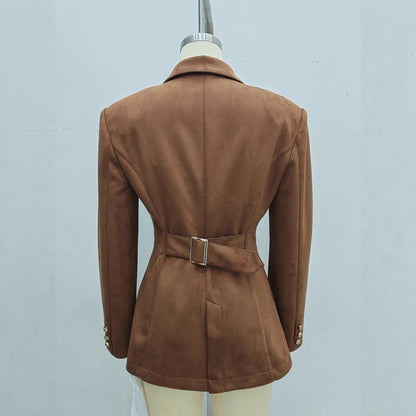 French Button Long Sleeve Suit Coat