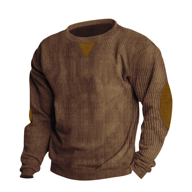 Crew-neck Corduroy Long-sleeve Sweatshirt For Men