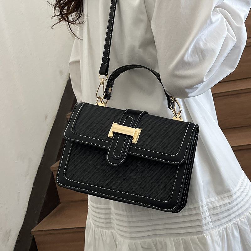 High-end Textured Contrast-color Small Versatile Crossbody Fashionable Petite Tote Bag