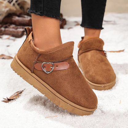 Women's Thickened Ankle Snow Boots, Korean Style New 2026 Versatile Fleece Lined Student Cotton Shoes, Winter Warm Slip-Ons
