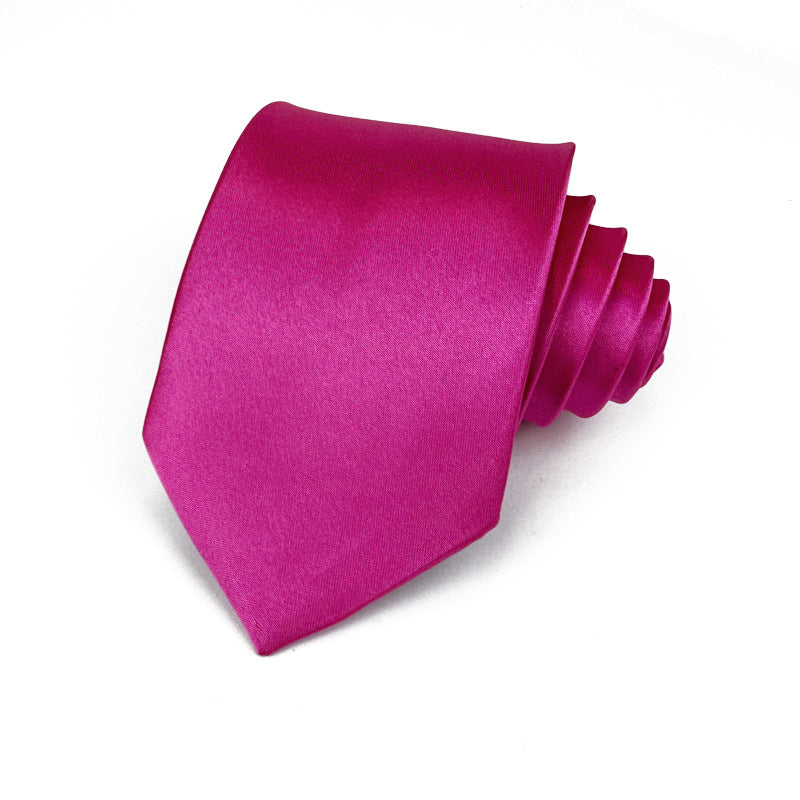 Mens 8cm Hand-Tied Tie Solid Color Tie Plain Color