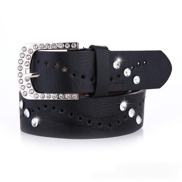 New Womens Belt A Rhinestone-embellished Fashionable Korean-style Hollowed-out Design