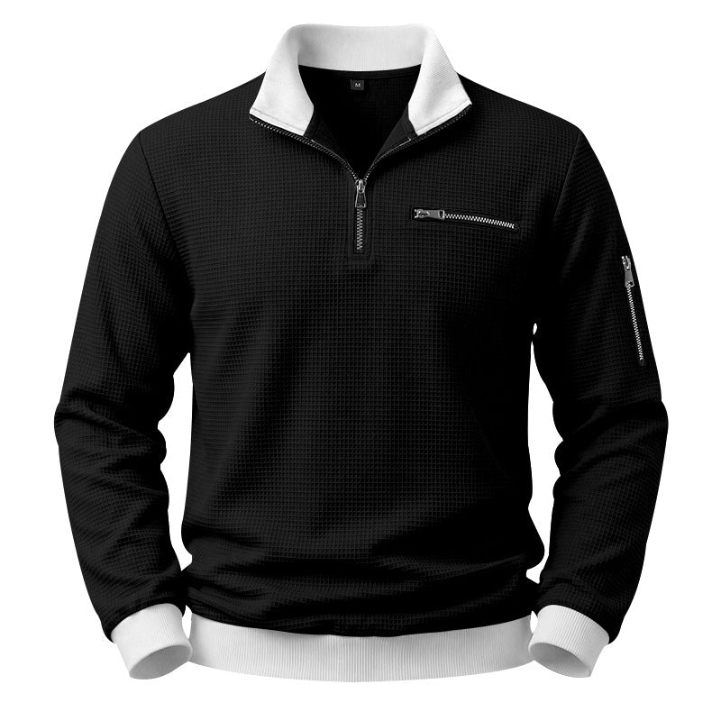 Mens Relaxed-fit Casual Stand-collar Hoodie
