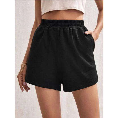 Women's Five-pocket Pants - Simple Solid Color Elastic Waist Wide-leg Solid Color Sports Shorts, With A Drawstring Design, Shaping The Figure And Making It Look Slimmer.