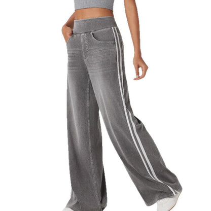 Loose-fit Two-stripe Versatile Floor-length Pants