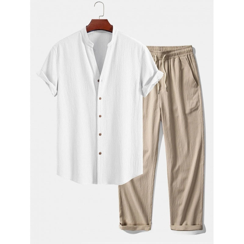 Loose Short Sleeve Shirt Trousers Suit Men