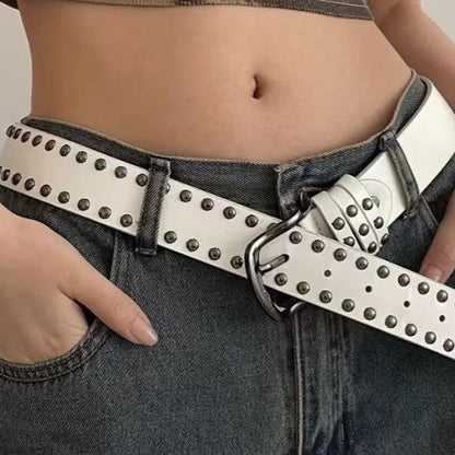 Fashionable Punk-style Pin-buckle Studded Belt For Women With A High-end Vibe
