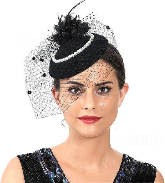 Retro Tulle Hat With Flowers For The Stage