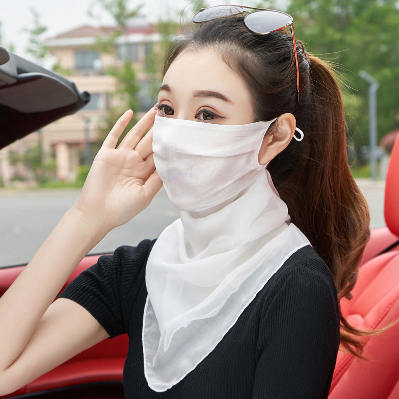 Silk Mask Breathable Neck-Covering Skin-Caring Veil For Women