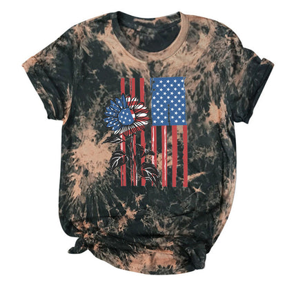 Women's Tie-dyed Printed Short Sleeve