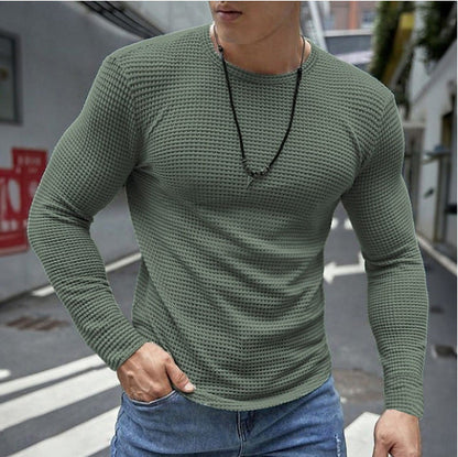 Mens Casual Long-sleeve Crew-neck Top For A Refined Look