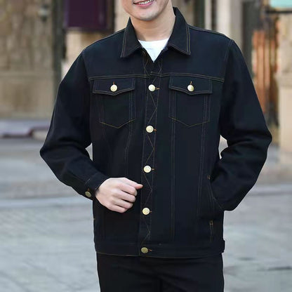 Mens Relaxed-fit Denim Jacket Casual Workwear Style