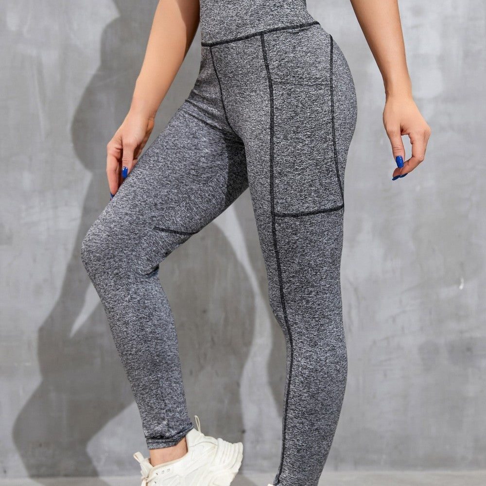 New European And American Style Cross-Border Pocket Butt-Lifting Fitness Leggings, Peach Butt Yoga Pants, High-Waisted Naked-Feel Sports Tights