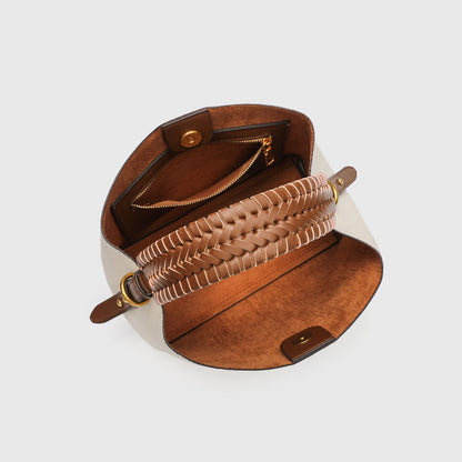Handwoven Straw Bucket Bag - Women's Casual Tote with Shoulder Strap for Spring Summer Daily Commute Shopping Beach Travel