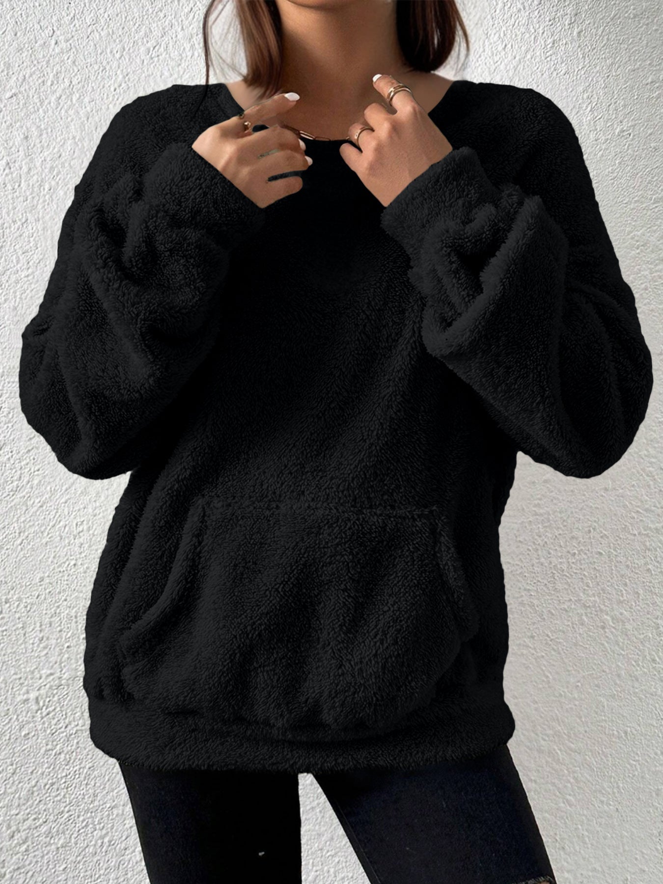 2025 European And American Cross-Border Amazon Aliexpress Hot-Selling Autumn And Winter Casual Fashion Solid Color Long-Sleeved Sweatshirt