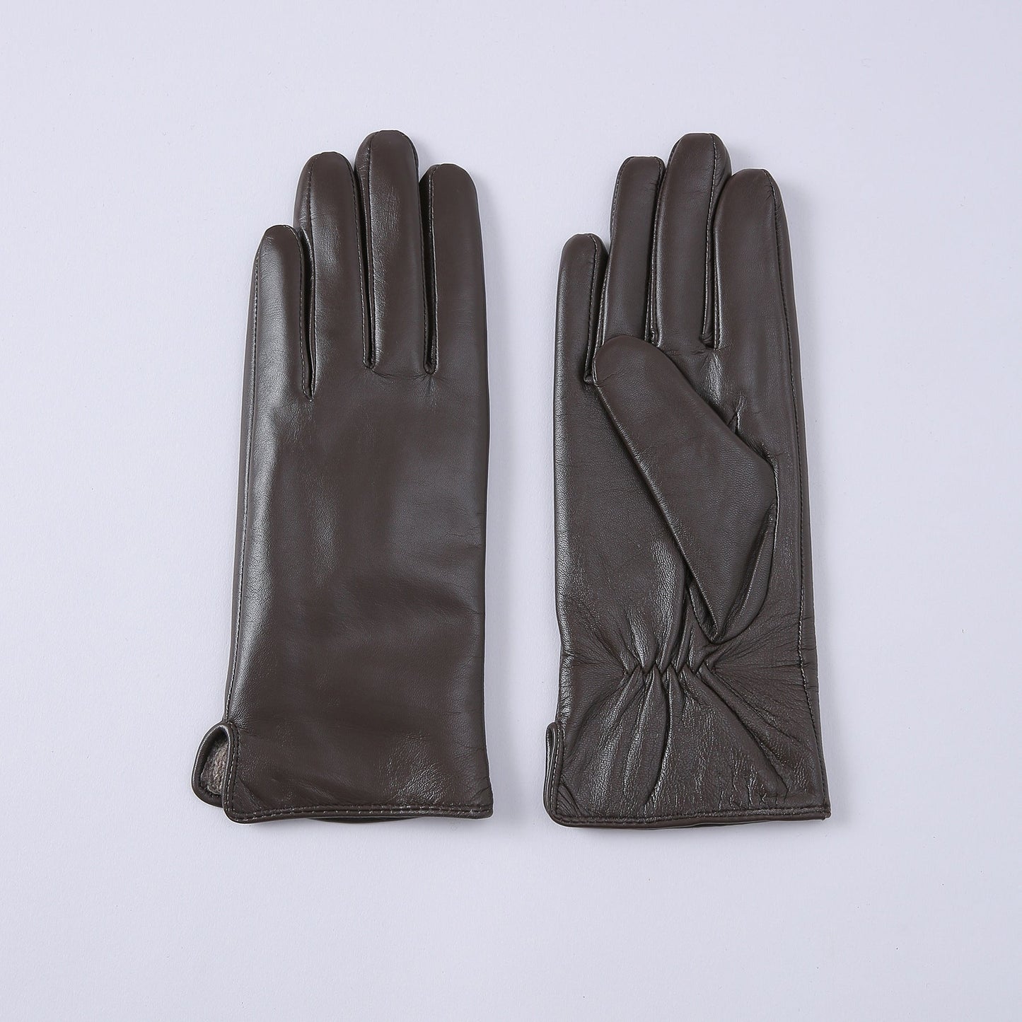 Womens Solid-Color Fleece-Lined Thermal Leather Gloves