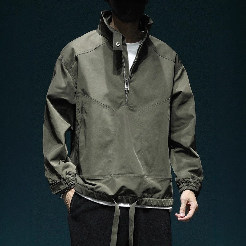 American Style Retro Bomber Jacket Mens Loose Fit Versatile All Season Coat