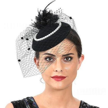 Retro Tulle Hat With Flowers For The Stage