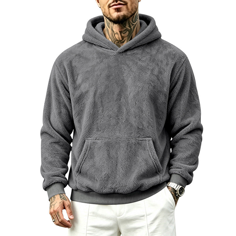 Mens Loose-Fitting Versatile Plush Hoodie